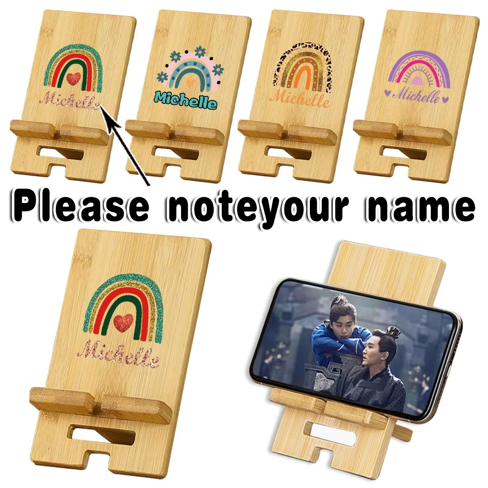 

Customized Name Wooden Phone Holder Universal Detachable Desk Smartphone Stand Portable with Charging Slot for Office Travel Use