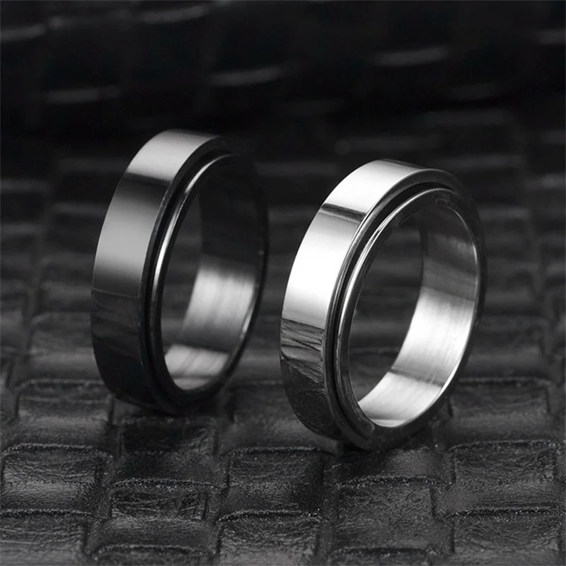 Anti Stress Ansiedade Fidget Spinner Casal Anéis para Amantes, Banda de casamento giratória em aço inoxidável, Knuckle Anéis Jóias