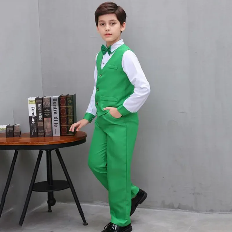 أزياء رقص الجاز للأطفال ، قميص أبيض ، لون الحلوى ، سترة وسراويل للأولاد ، ملابس الهيب هوب ، زي المسرح للطفل ، ملابس الأداء ، DNV11600