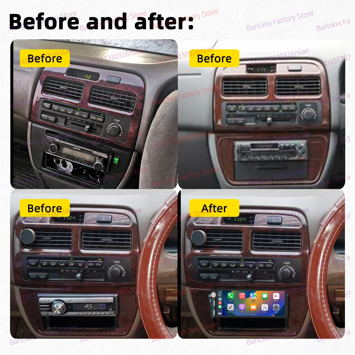 Carplay 1 Din Radio Android Car Multimedia for Toyota Vista 1995-1997 6.86 Inch Screen Stereo Head Unit Autoradio GPS Navigation