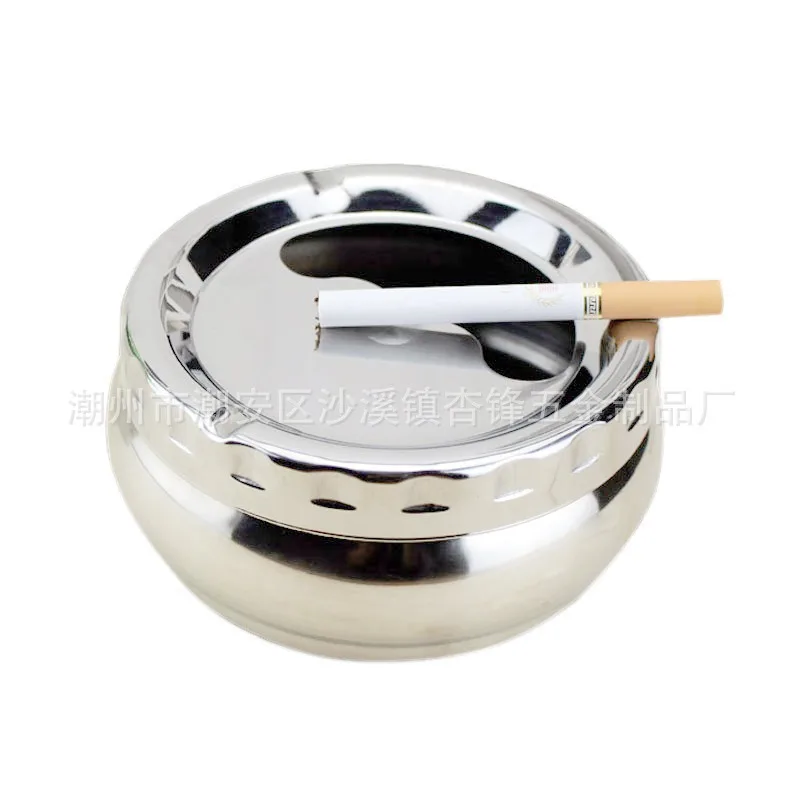 European stainless steel ashtray with cover home automatic extinguishing living room bedroom round smoke cup large anti-fall