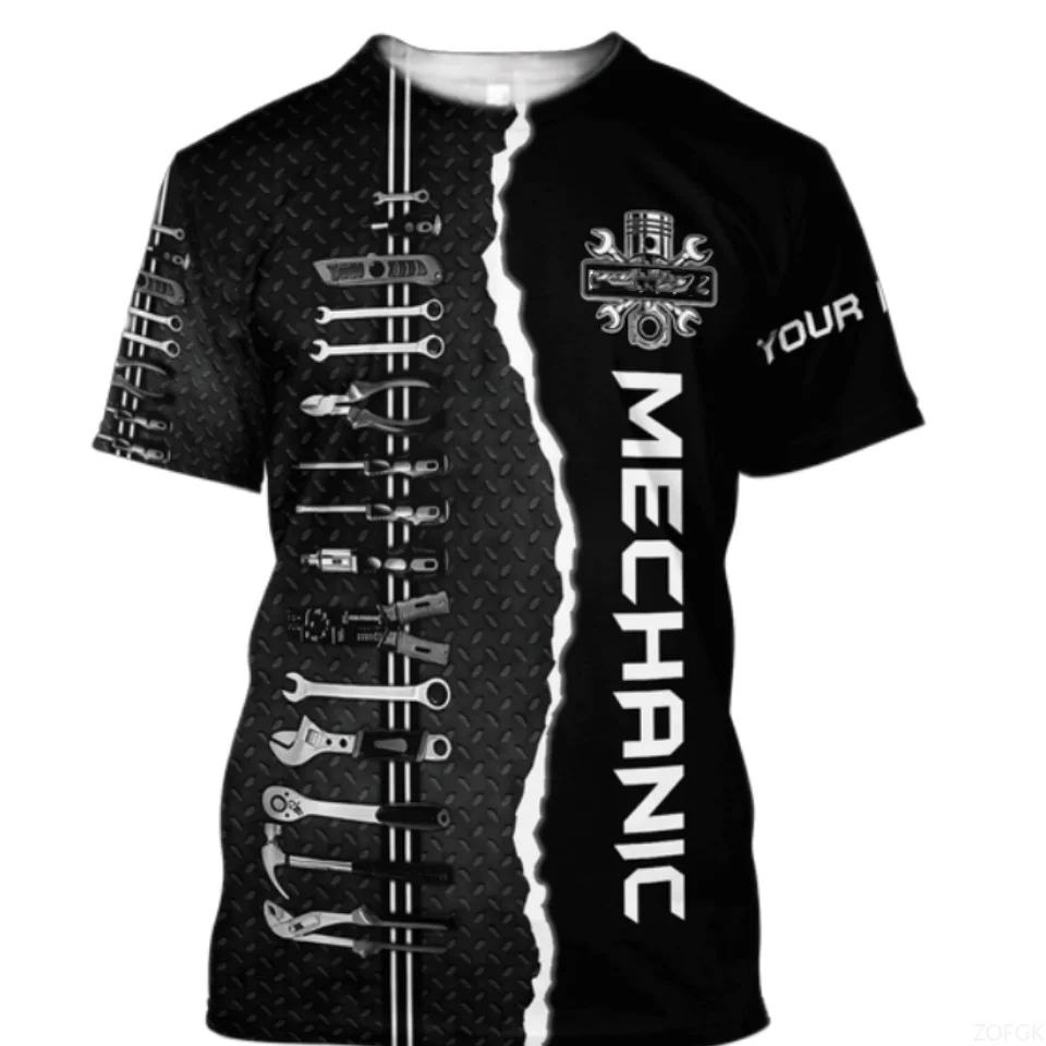 Men T Shirt Vintage T-shirt Summer Clothing Personalized Name Mechanic 3d Print Tops 5xl Street Casual Sports Oversized Pullover image 5