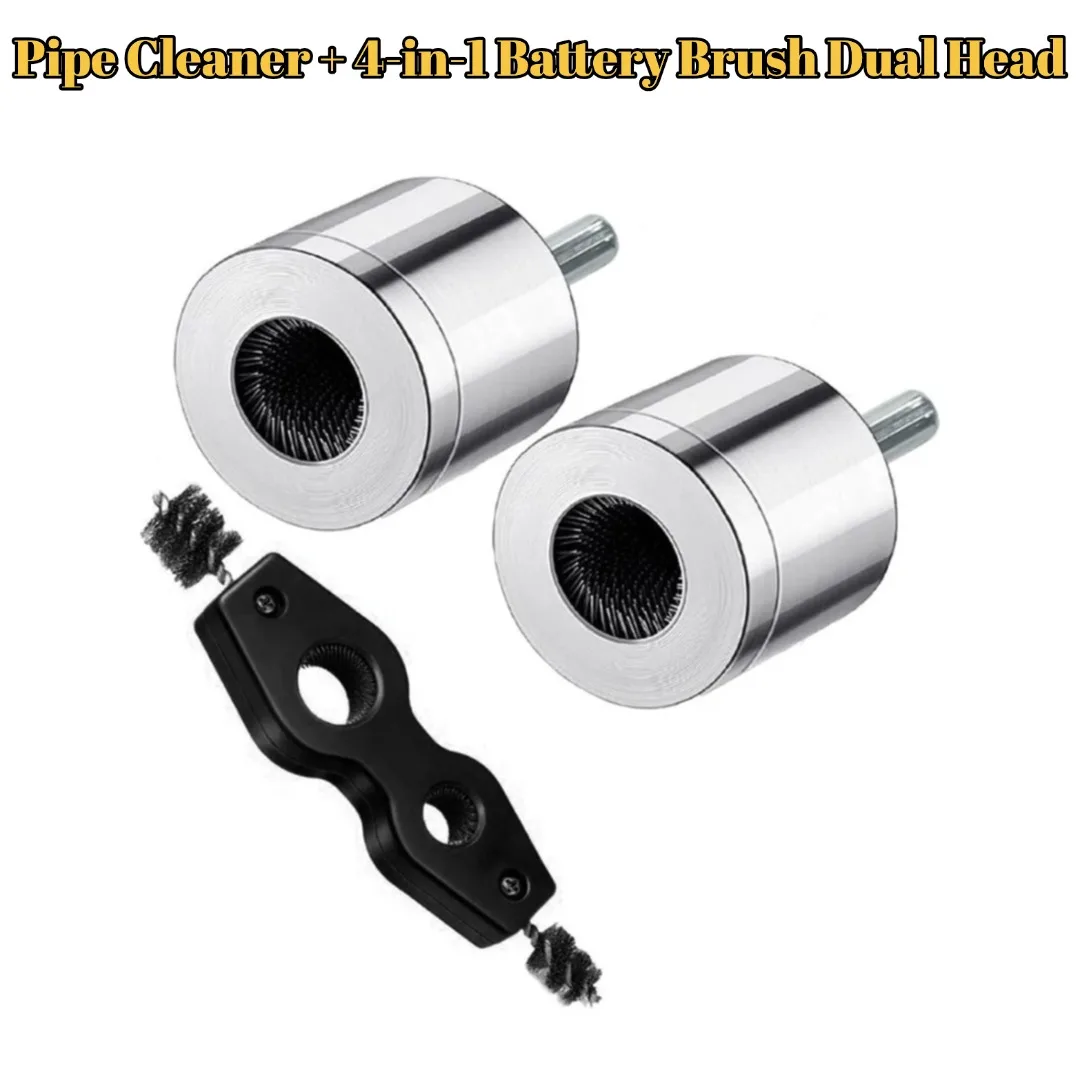 

Copper Pipe Cleaner 4 In 1 Dual Head Battery Brush For Drill 15+22mm Plumbing Cleaning Metal Tube Battery Brush Tool Accessories