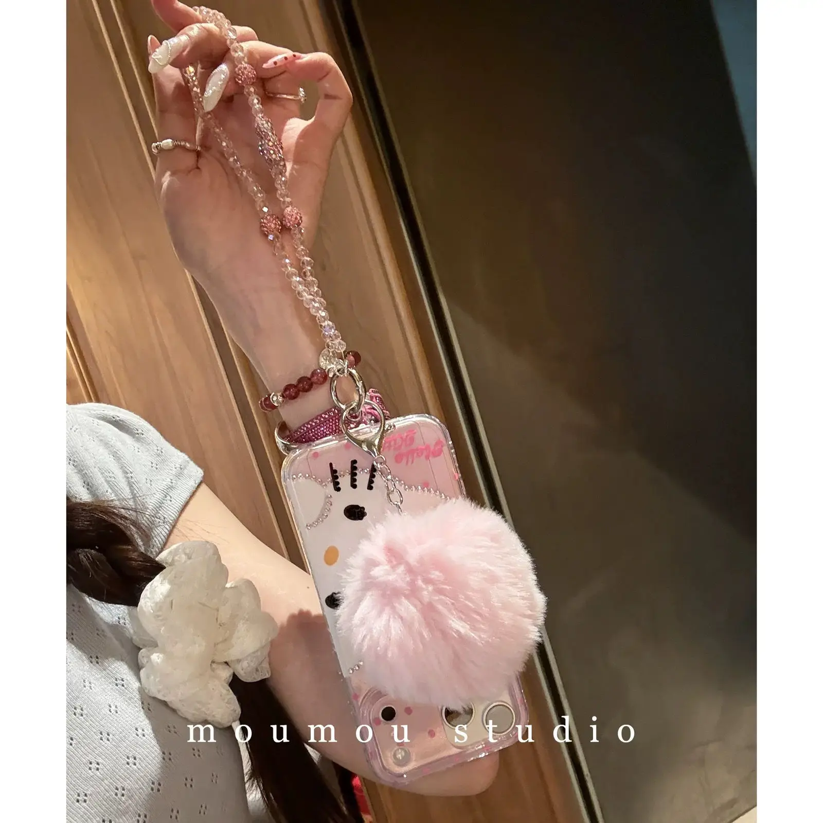 เคสโทรศัพท์ลายการ์ตูนเพชร Hello Kitty เหมาะสำหรับ iPhone 15, Apple 16, เคสป้องกัน 17, Promax/13, ลายแมวน่ารัก 14, รุ่น Pro