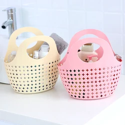 1PCS Plastic Portable Bath Basket Shampoo Sundries Storage Basket Multi-functional Hollow out Organizer Bin for Bathroom