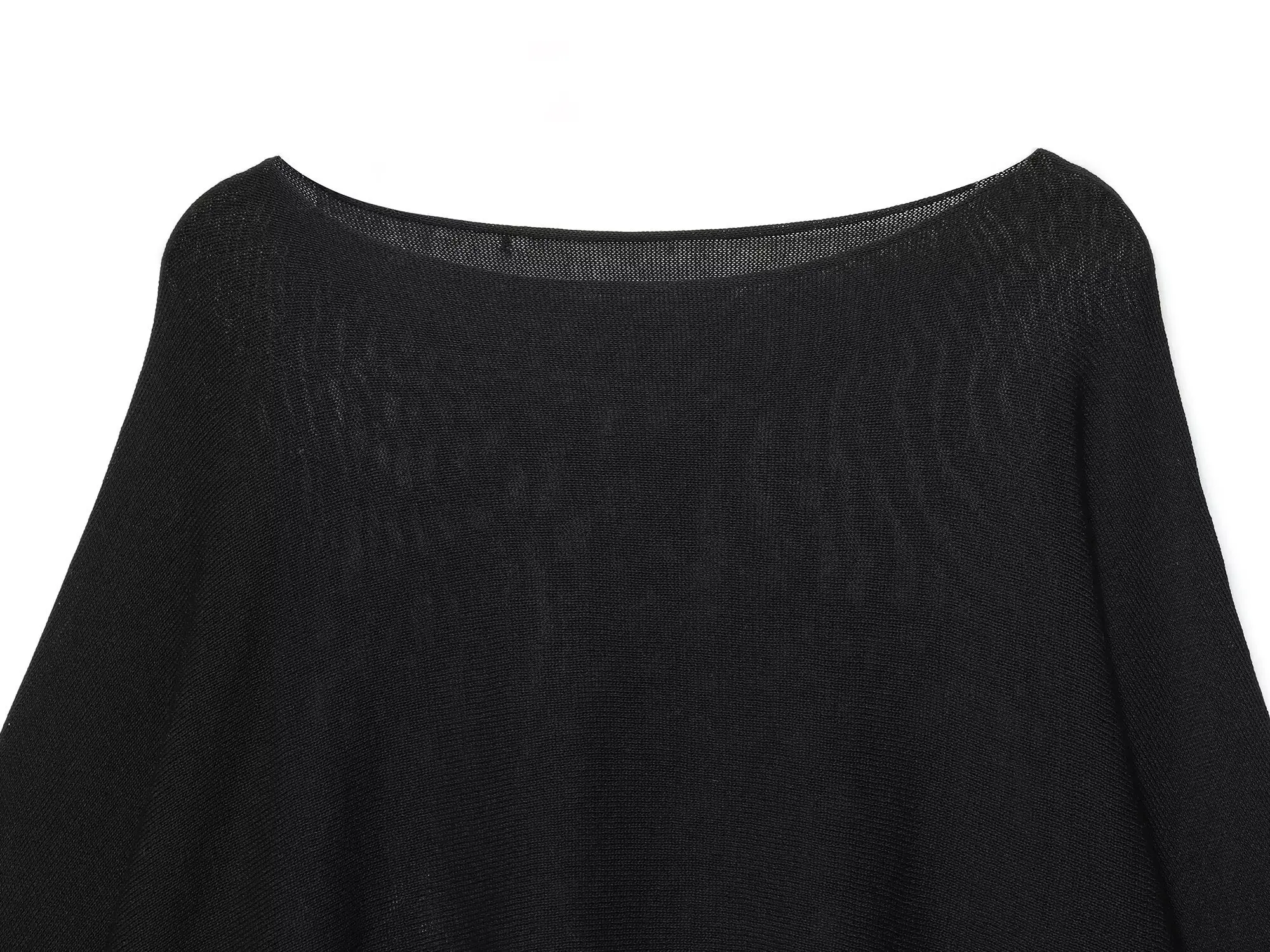 ديف آند دي الخريف/الشتاء المرأة محبوك سترة الفرنسية الحد الأدنى الأسود غير النظامية كسول الجولة الرقبة محبوك سترة البلوز #4