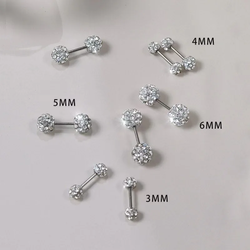 Round OL no-removal soft pottery full drill ball for Women, Hypoallergenic Tiny Stud Earrings, Daily Office Party Evening Gift