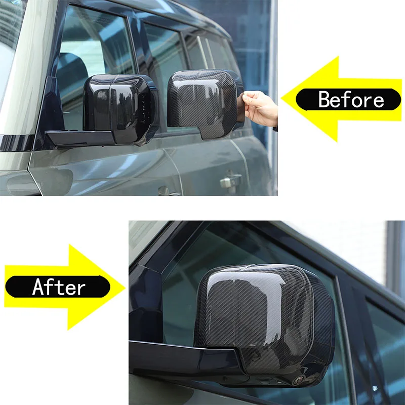 Real Carbon Fiber Car Styling Car Exterior Mirror Housing Sticker Car Accessories 2Pcs For Land Rover Defender 2020+ 90 110 130