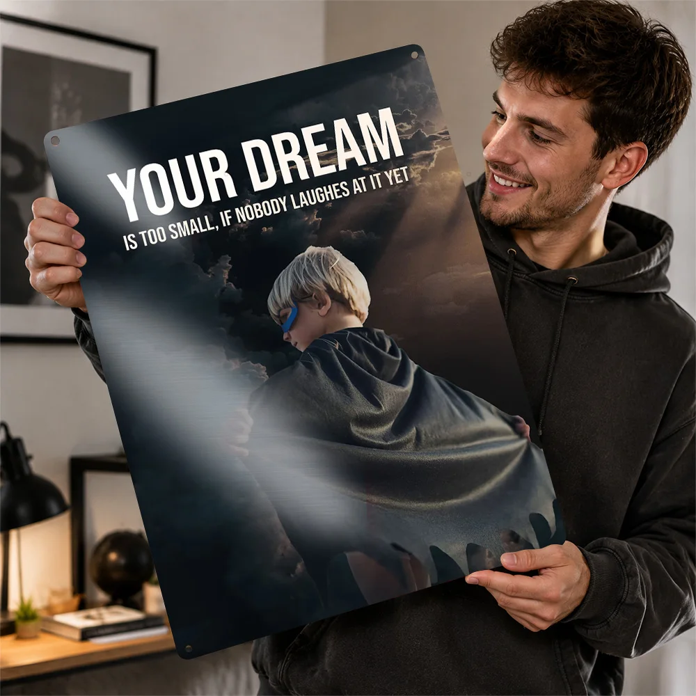 Swordsman With Dream Quote Aluminum Poster Cinema Inspired Wall Art For Home Office Personalized Metal Sign Encouragement Gift