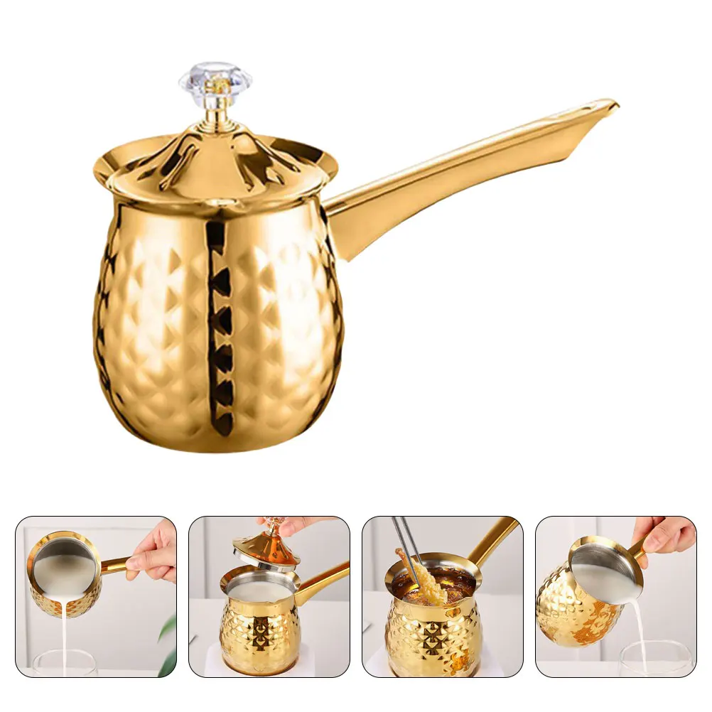 

1pc Vintage Style Turkish Coffee Pot 600Ml Golden Metal Coffee Maker Home Cafe Briki Mocha Pot Arabic Greek Brewer Induction