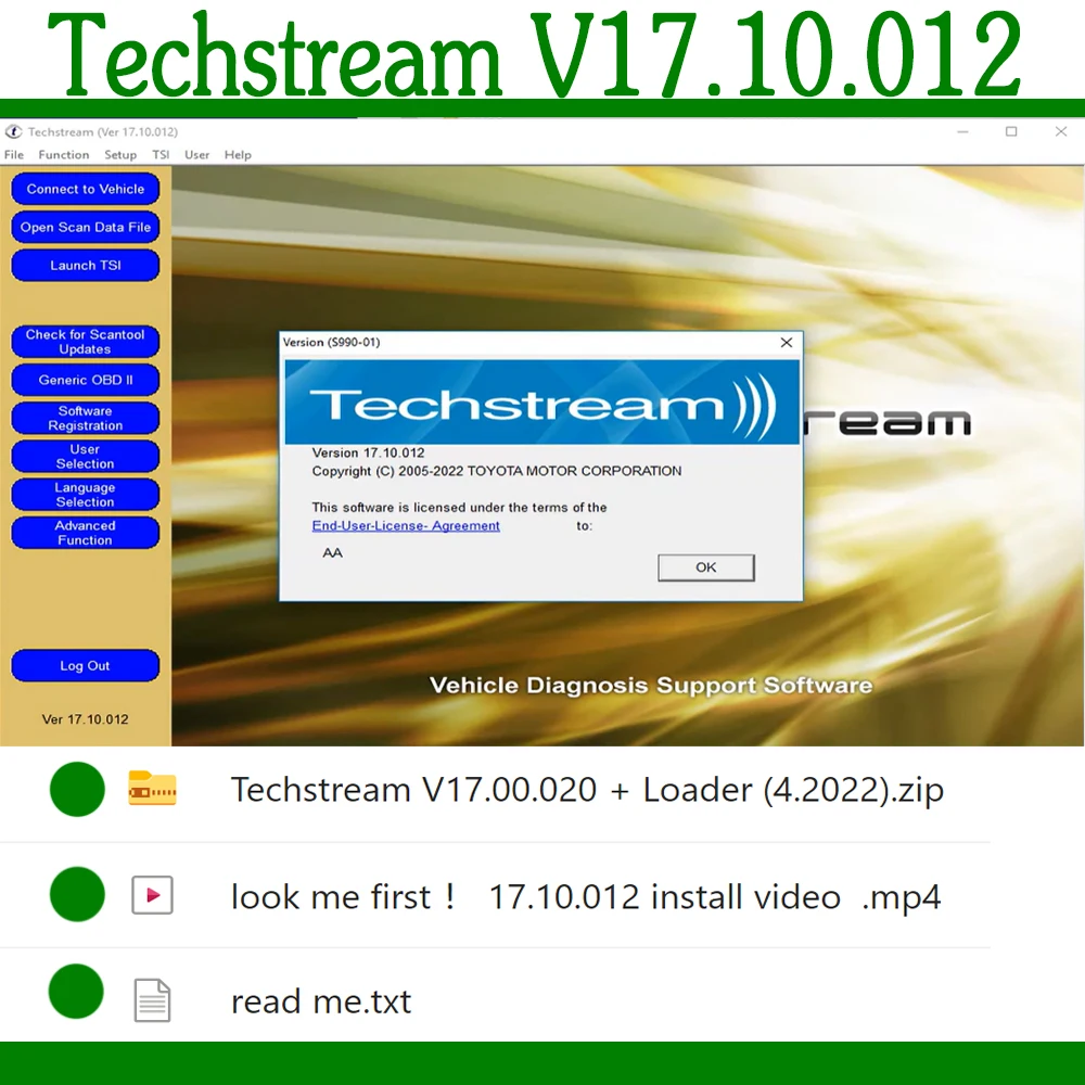 Newest software For MINI VCI Techstream 17.10.012 coding diagnose car scanning OTC Scanner ECM ECU coding diagnose for Toyota