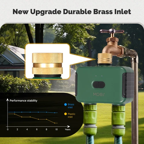 Imagen 2 del producto MOES Tuya-temporizador de agua con Bluetooth, válvula de 2 salidas, filtro de aspersor, lavadora, Control inteligente por aplicación, controlador programable automático, retardo de lluvia