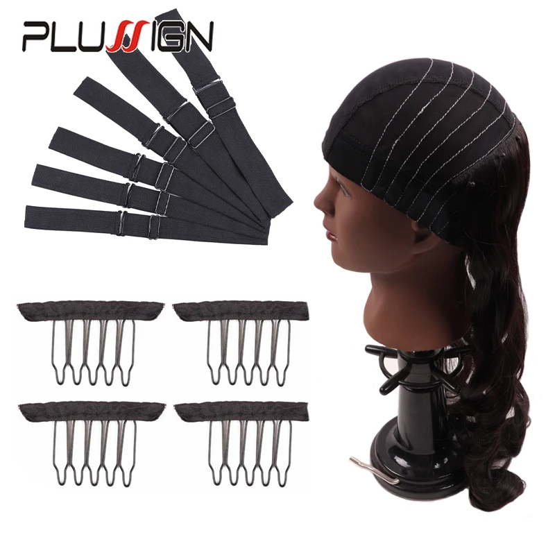 Plussign Guideline Map Wig Caps For Making Wigs Mesh Dome Cap With Belt For Beginners Sewing Wig 1 Elastic Band 4 Wig Combs