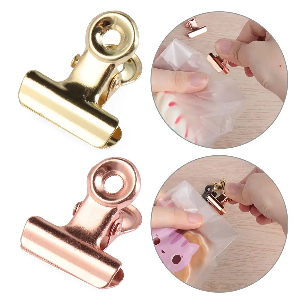 6PCS Letter Paper Photo Stainless Steel School Office File Clamps Binder Clip Food Sealing Bag Clips