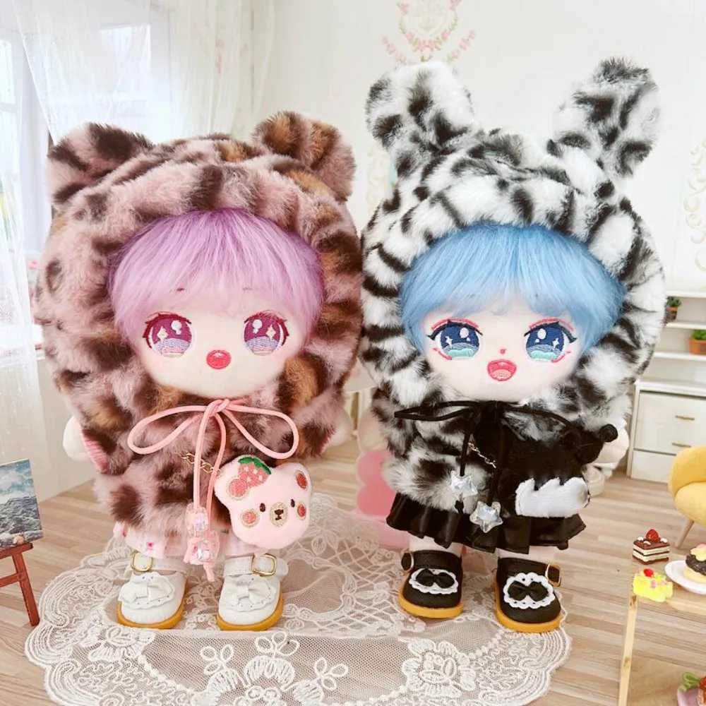 Leopard Print Cotton Doll's Clothes Cartoon Hoodies Idol Plush Doll Clothes Kawaii Coat Doll Plush Clothing