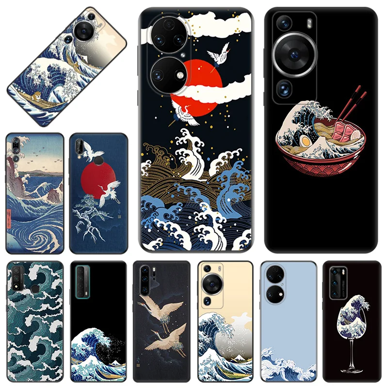 Phone Case For Honor X9b X6 a X7 X8 b 70 90 Magic5 The Great Wave off Kanagawa Huawei P20 P30 P40 P-SmartZ Soft Protective Cover