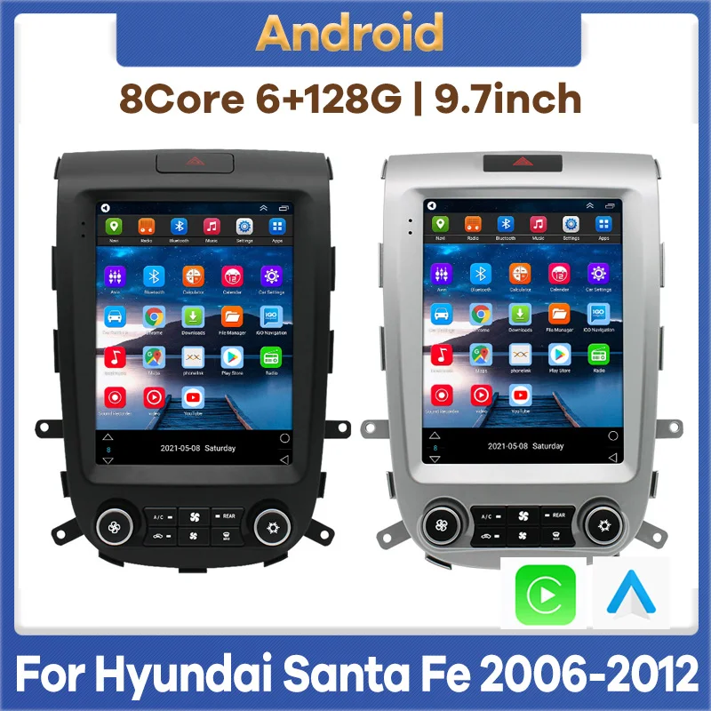 Android 6G+128G Car Multimedia Player Radio GPS Navigation for Hyundai Santa Fe 2006-2012 Auto Stereo Audio Video CarPlay 