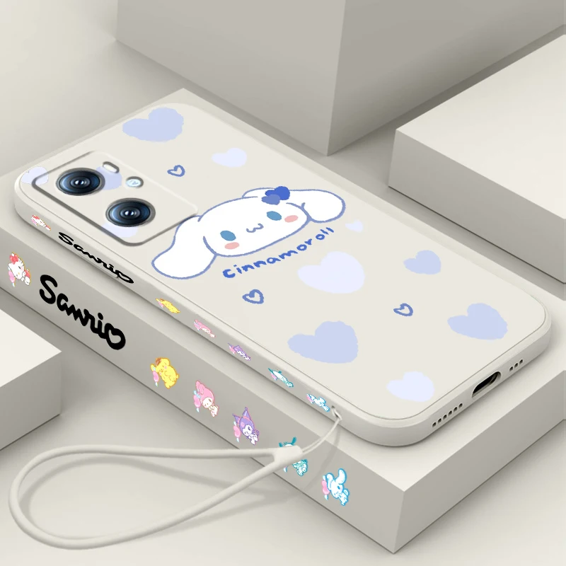 

Cinnamoroll Cartoon Girl Liquid Left Rope For OPPO Find X6 X5 X3 A98 A96 A94 A93 A77 A76 A74 A72 A57 A53 A16 5G TPU Phone Case
