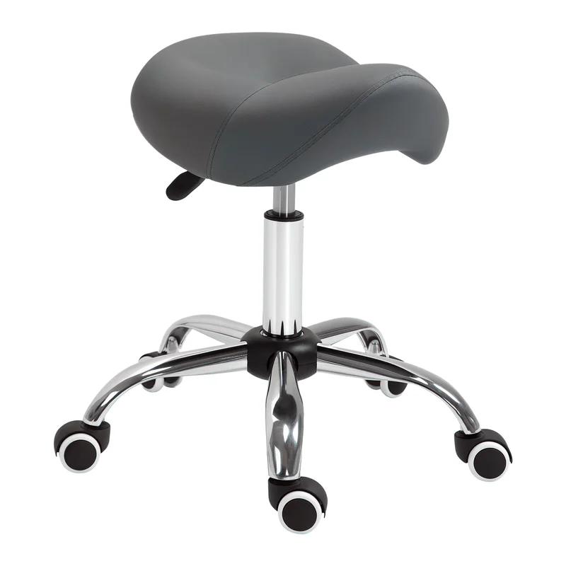 

HOMCOM Ergonomic Rolling Saddle Stool PU Leather Hydraulic Spa Stool Height Adjustable Swivel Drafting Medical Salon Chair, Grey