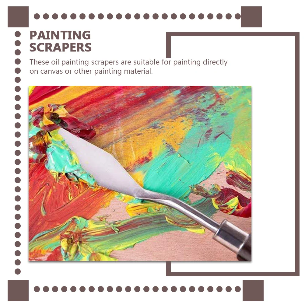 

5Pcs Oil Painting Scrapers Different Shapes Sizes Wood Handle Stainless Steel for Painting Drawing Art Craft Work Tools