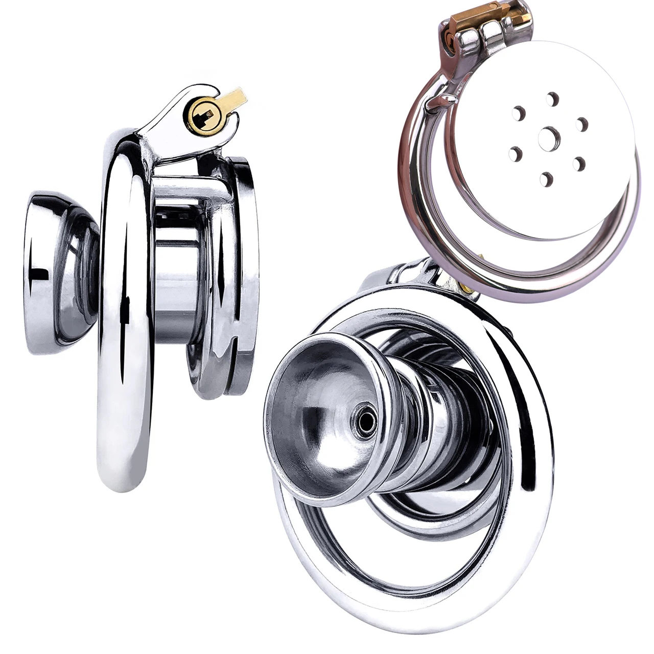 قفص العفة المعدني FRRK مع حزام شريط أسود واقعي قابل للفصل، قفص القضيب المسطح، دسار الشرج، ألعاب السيسيس ضبط النفس BDSM #4