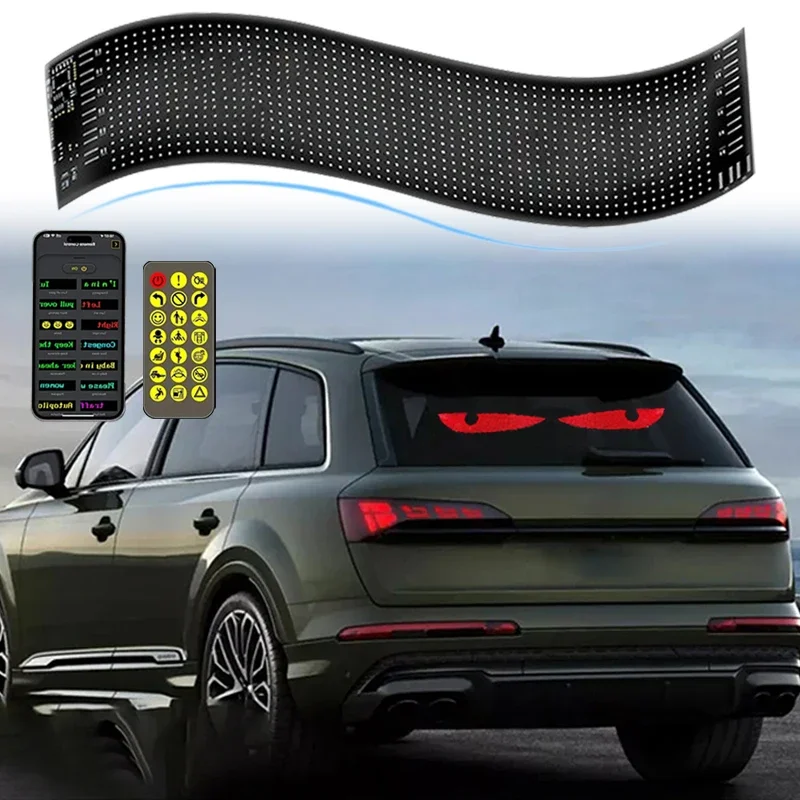 5V App Flexible LED Glow Car Rear Window Digital Eye Animation Display Led Programmable Flexible EL Glow Panel for Trucks Cars