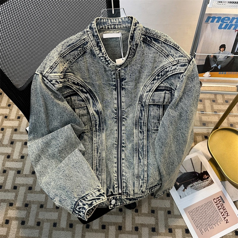 

Ветрозащитная джинсовая куртка высокого качества с воротником-стойкой Roupas Masculinas, дышащая удобная мужская одежда, модное повседневное пальто