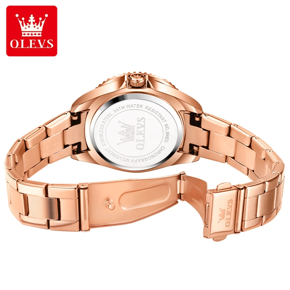 OLEVS Top Original Diamond Quartz Watch for Women Stainless Steel Waterproof Luminous Dual Calendar Luxury Women\'s Wristwatches