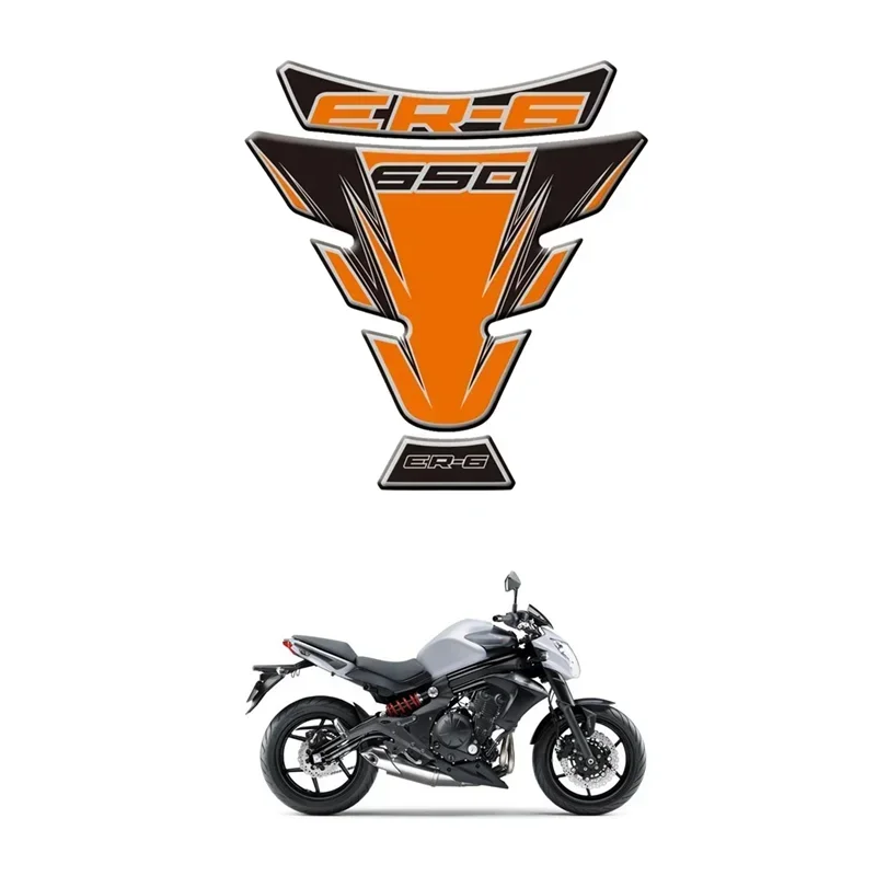 For Kawasaki ER650 ER6 ER-6 650 650R 2006 - 2014 Motorcycle Tank Pad Protector 3D Gel Sticker Decal - Orange MOTO