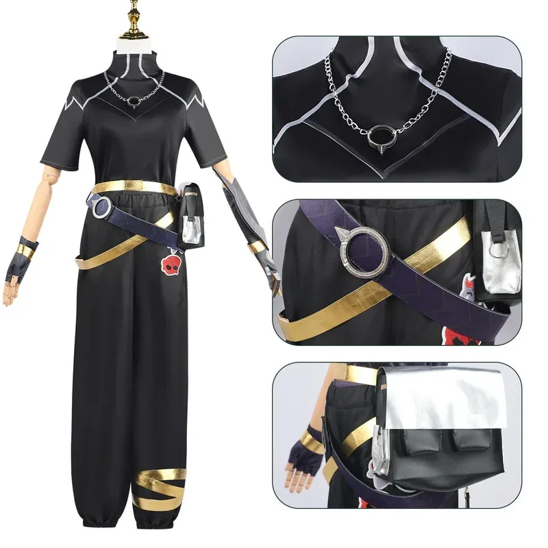 ROLECOS Game LOL HEARTSTEEL Ezreal أزياء تنكرية LOL HEARTSTEEL GQ Ezreal بدلة سوداء للجنسين للهالوين مجموعة كاملة مع نظارات