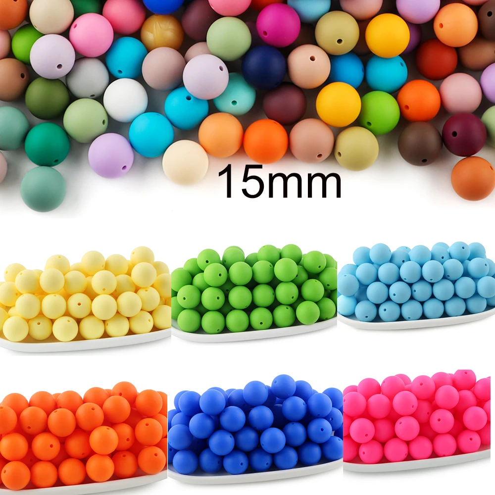 Sunrony 20pcs/Lot 15mm New Silicone Round Beads For DIY Jewelry Necklace  Keychains Making Assortment for DIY Crafts Decorative