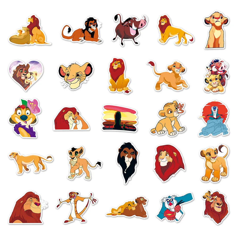 10/30/50pcs Disney The Lion King Simba Stickers Classic Anime Cartoon decalcomanie telefono cancelleria bagagli Graffiti Sticker giocattolo per bambini