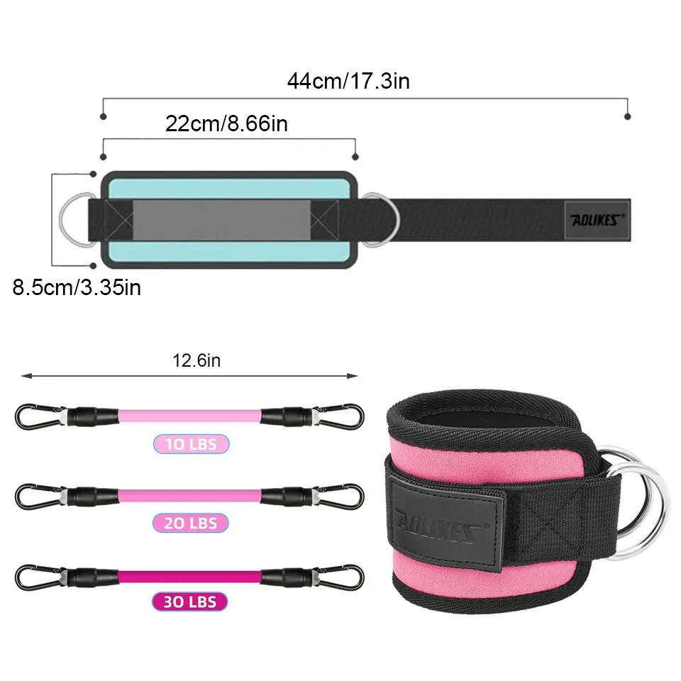 AOLIKES Cable Ankle Straps Double D-Ring Ankle Cuffs For Gym Workouts Glutes Legs Strength Training Brace Support Sport Safety