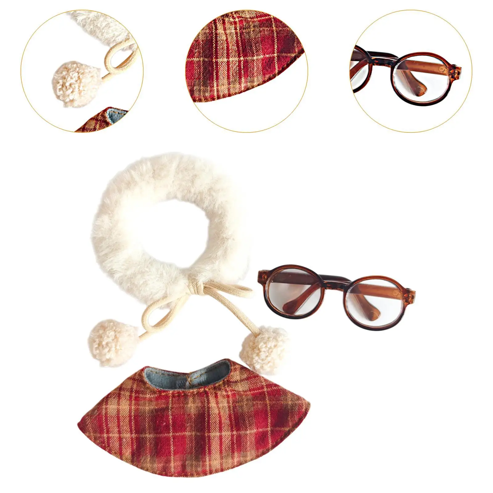 Vestiti per bambole Vestiti per bambole ripieni, vestito con scialle per bambole, occhiali con sciarpa scialle, vestire, crea le tue bambole per bambola da 6,69 pollici