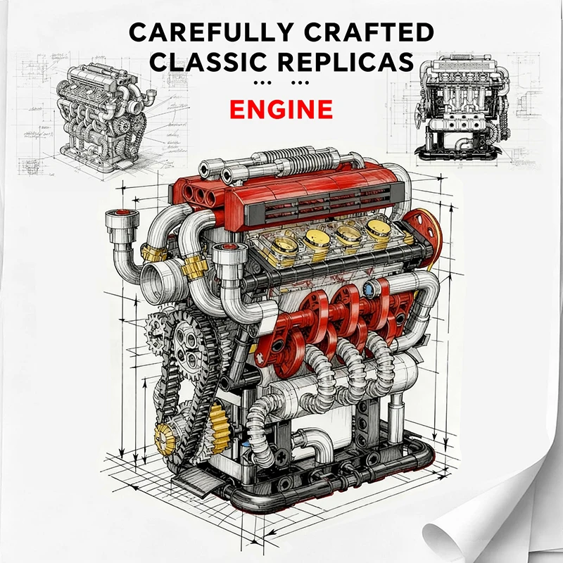 V8 Super motor de coche modelo de simulación motorizado accionamiento eléctrico juguetes de construcción bloques técnicos juguetes creativos regalos niños adultos