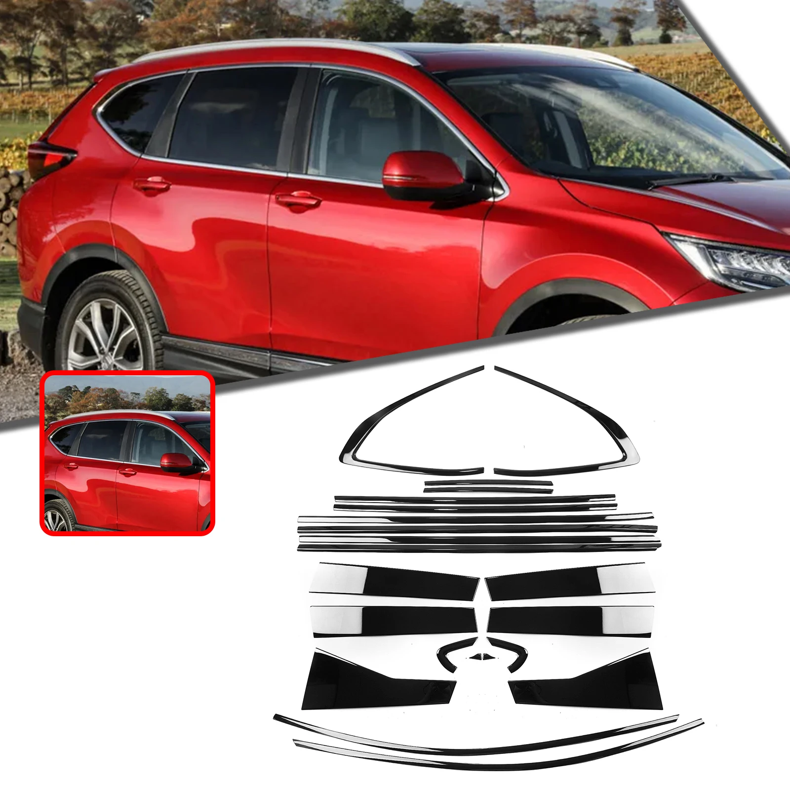 

Exterior Window Trim Strip Titanium Black Door Waterproof Seal Shade Moulding Decorative For Honda CRV CR-V 2017-2021