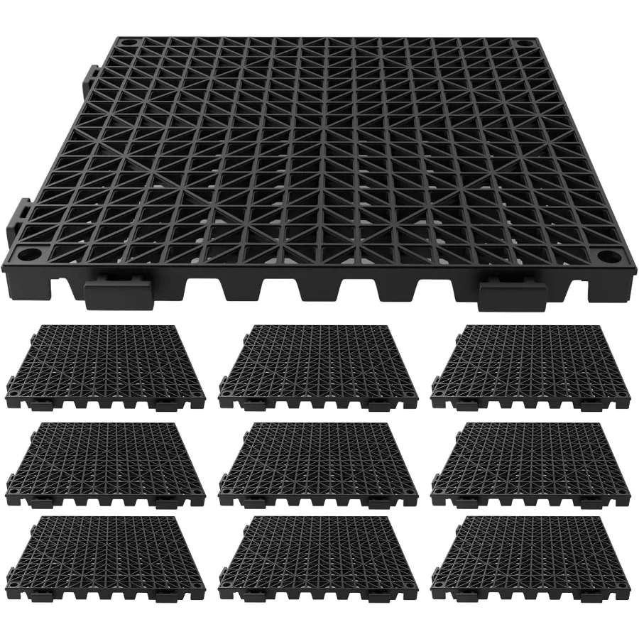 10 Pcs Bar Countertop Supplies Interlocking Mats 12 x 12 Inch Rubber Black Shelf Liners Bar Drying Coffee Non Slip Spills Mats