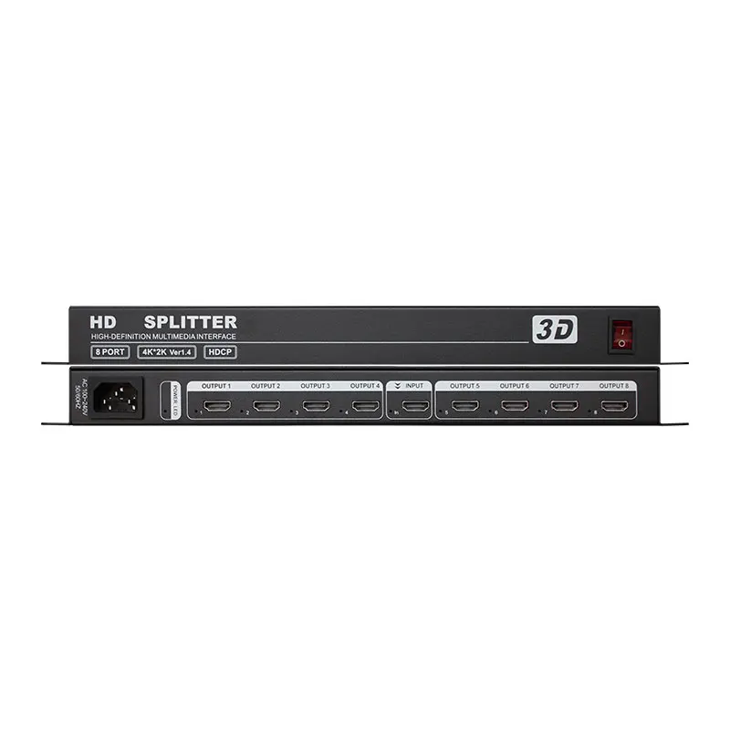 AMS-H1S8 Splitter HD 1x8 con risoluzione UHD 3840x2000 e gamma 30M per compatibilità Multi-dispositivo