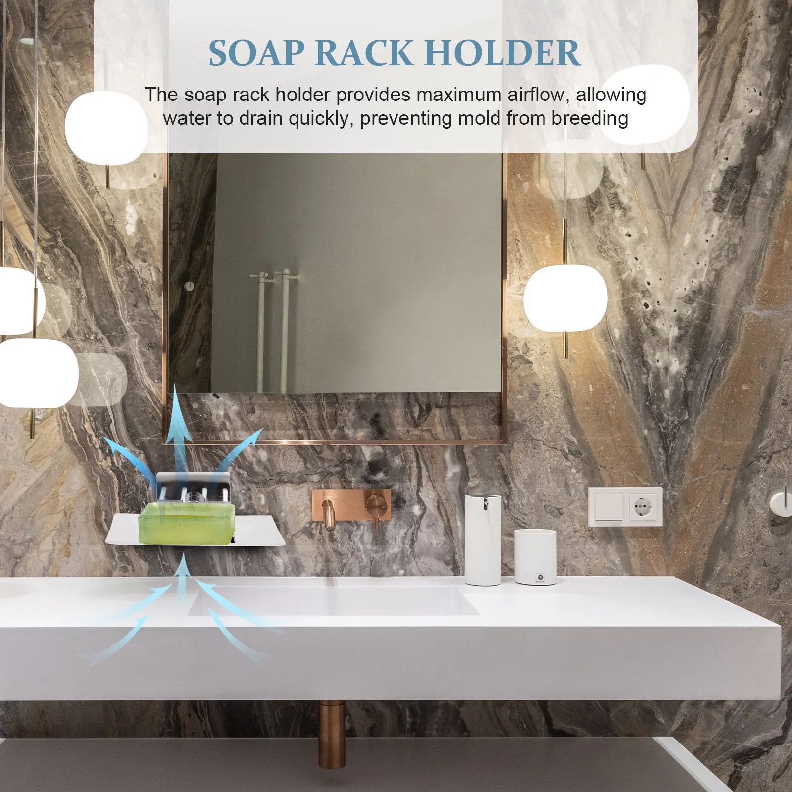 

Self-Draining Stainless Steel Soap Dish Holder Bathroom Wall-Mounted Soap Rack Punch-Free Organizer for Shower Kitchen Sink
