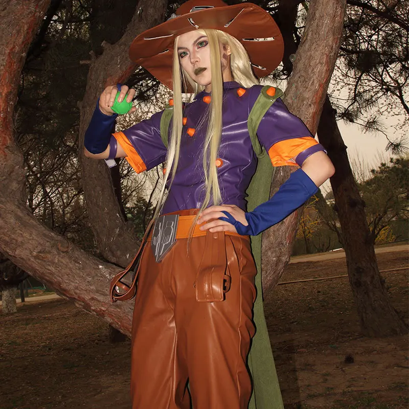 JoJo's Bizarre Adventure Gyro Zeppeli Cosplay Costume Steel Ball Run New Version Full Set Halloween Role Play Outfit for Men