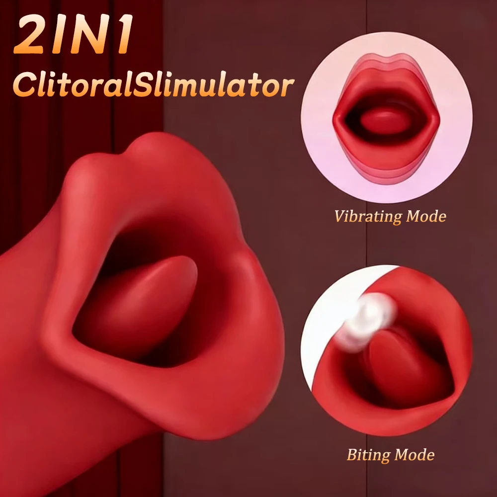Tongue Licking Vibrator for Women Oral Sex Biting and Vibrating Clitoris Stimulator Nipple Sucker Adult Female Toys Couple Goods - Image 2