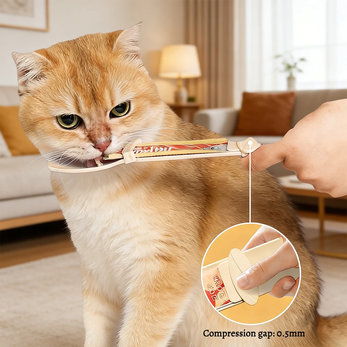 1 Pc Cat Strip Feeder Spoon  Flower Shaped Long Handle LeakProof Feeding Distribution Spoon Pet Snack Squeezing Gadget