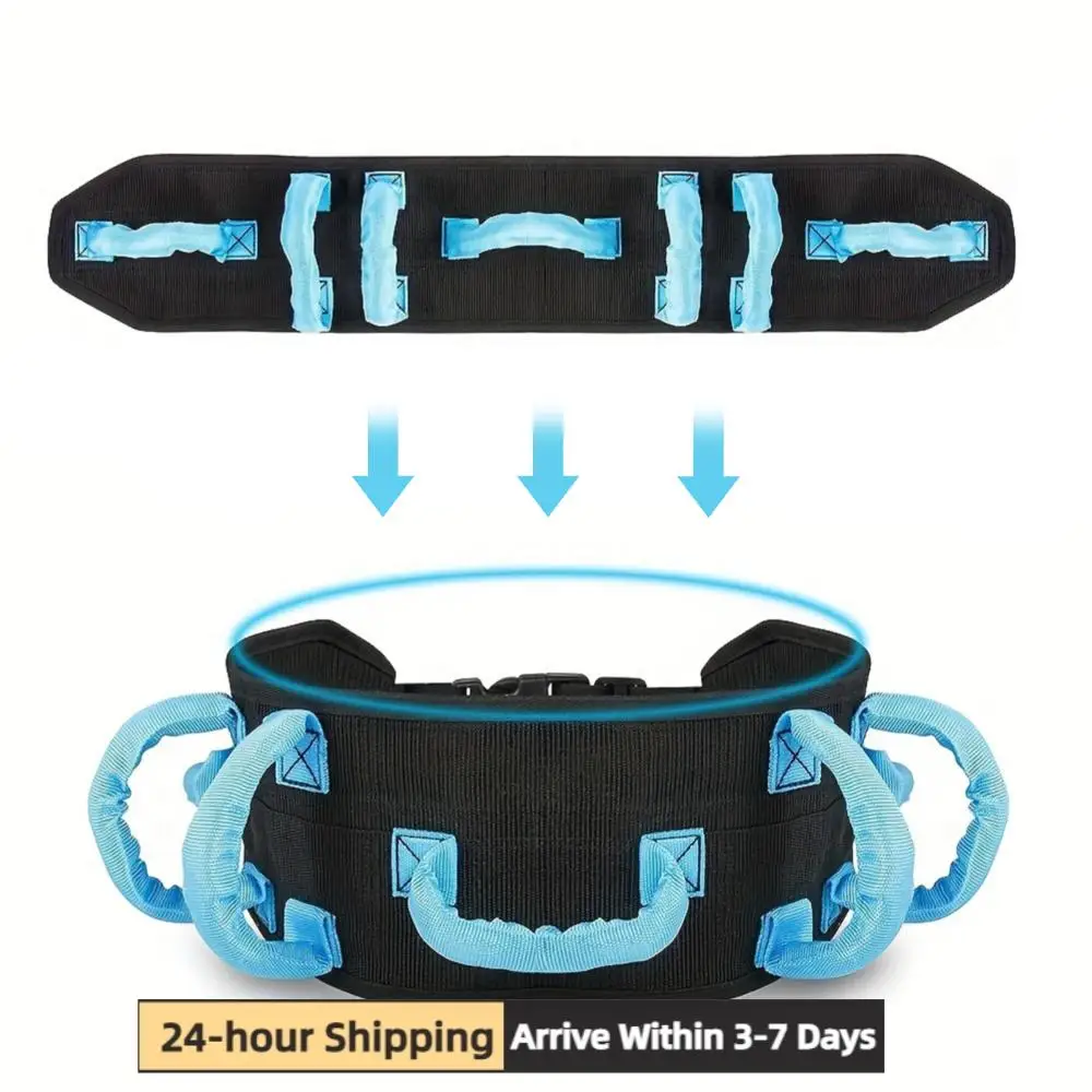

150kg Load Bearing Walking Gait Belt Adjustable Elderly Transfer Belt with 7 Handles Metal Buckle for Nursing and Caregiving