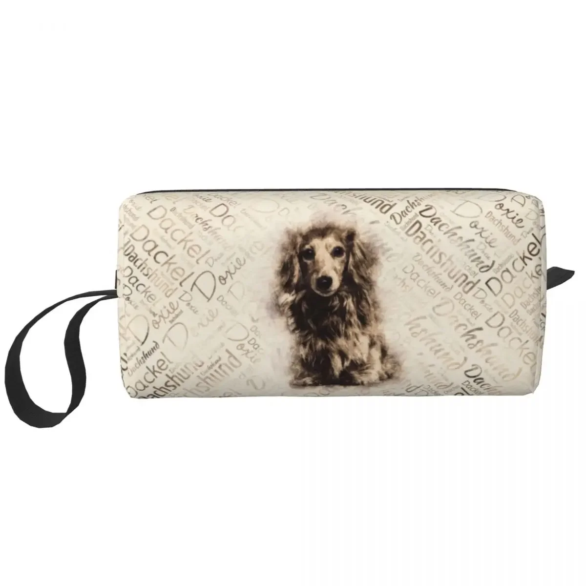 Longhaired Dachshund Dog Toiletry Bag Women Badger Sausage Wiener Cosmetic Makeup Organizer Ladies Beauty Storage Dopp Kit Box