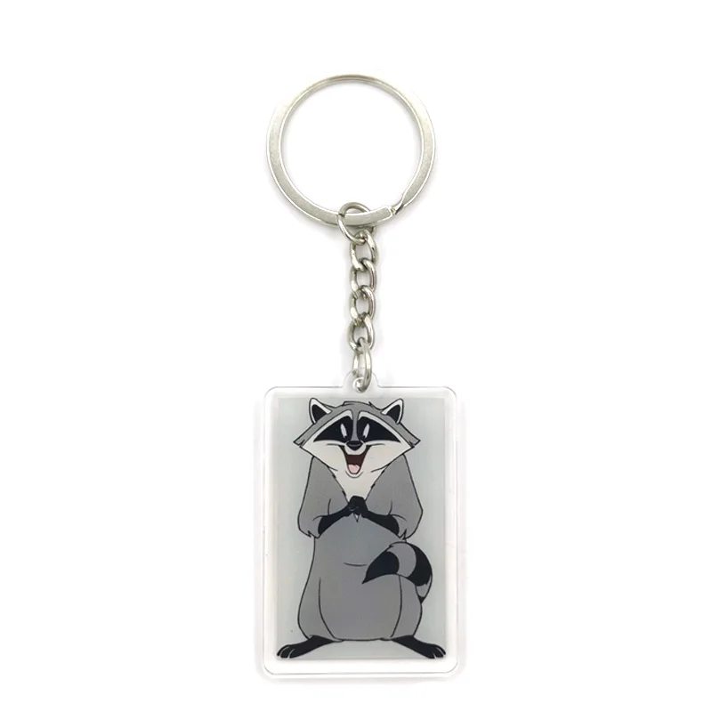 Raccoon Bear Acrylic key pendant cute cartoon animal girl key chain bag decorative pendant small car key chain Girl