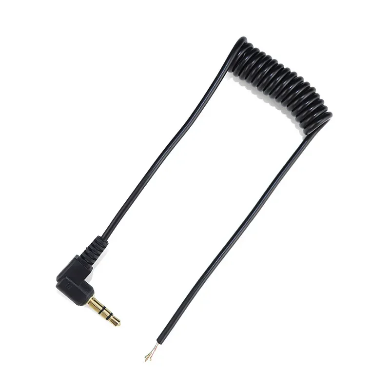 Right angle TRS To TRRS 3.5 mm to 3.5mm Jack Spiral Audio Cable For RODE VideoMic Microphone