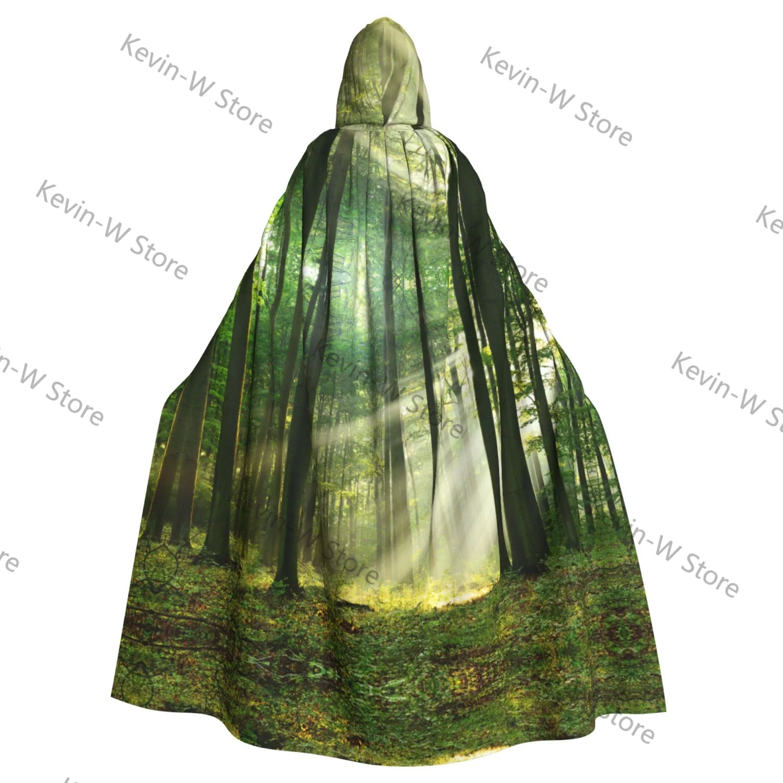 Forest Sunlight Landscape Hooded Cloak Polyester Unisex Witch Cape Costume Accessory