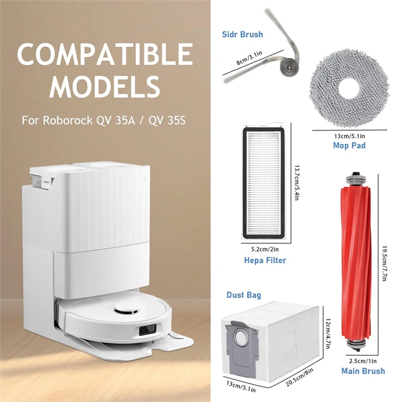 로보락 QV 35A / QV 35S / QR 798 / QR 598 로봇 청소기 액세서리, 메인 브러시, 걸레용 교체 부품