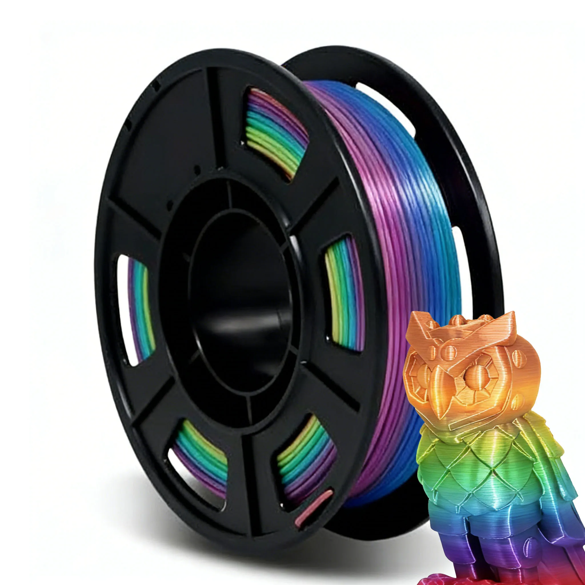 

Silk Shiny Rainbow Multi Colored Fast Color Change PLA 3D Printer Filament Bundle, Multi Colored Silk PLA,rainbow Candy,250g