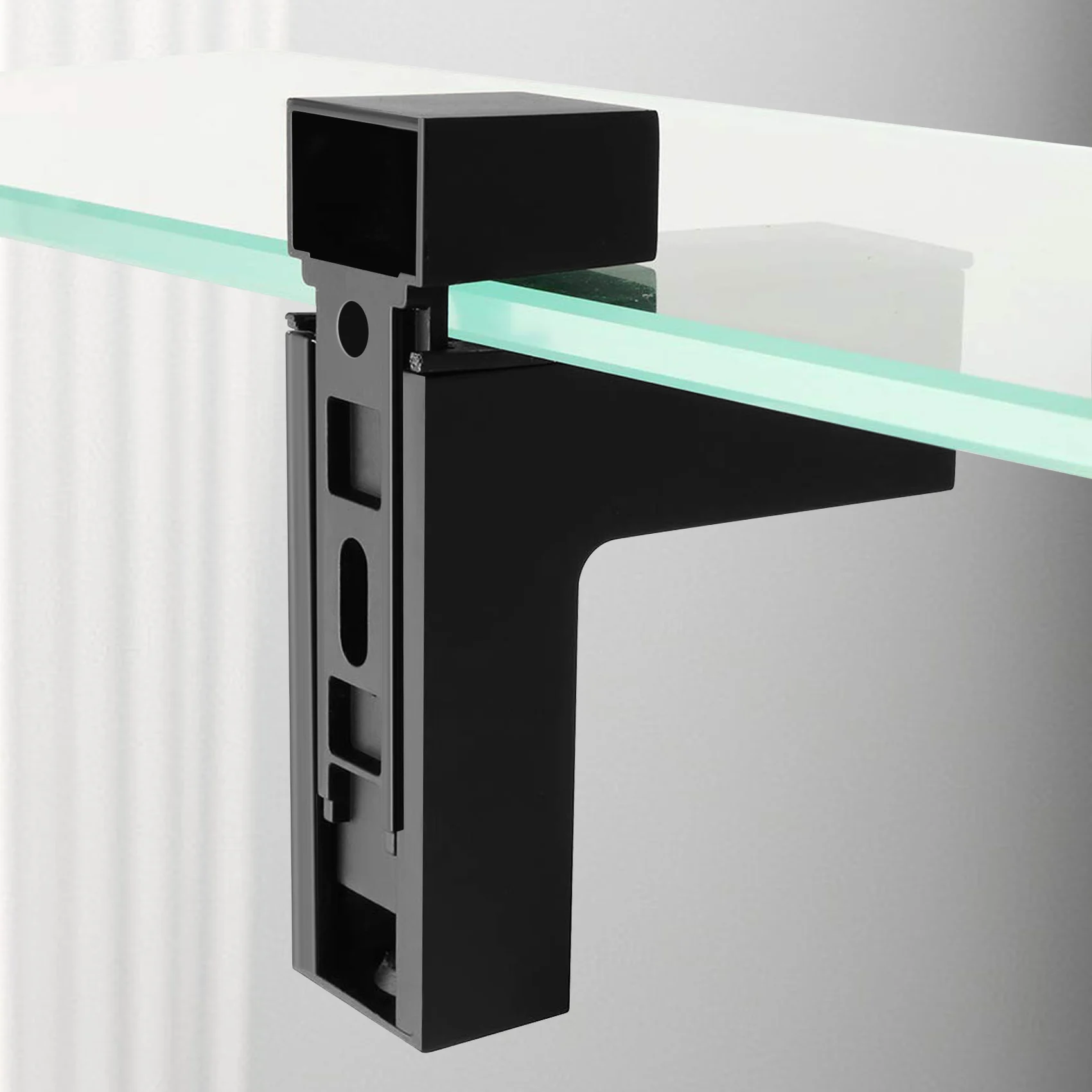 AA94-2 Pcs Adjustable Wood/Glass Shelf Bracket Wall Mount Heavy Duty Floating Brackets For 3-28Mm Thick Shelves,Black